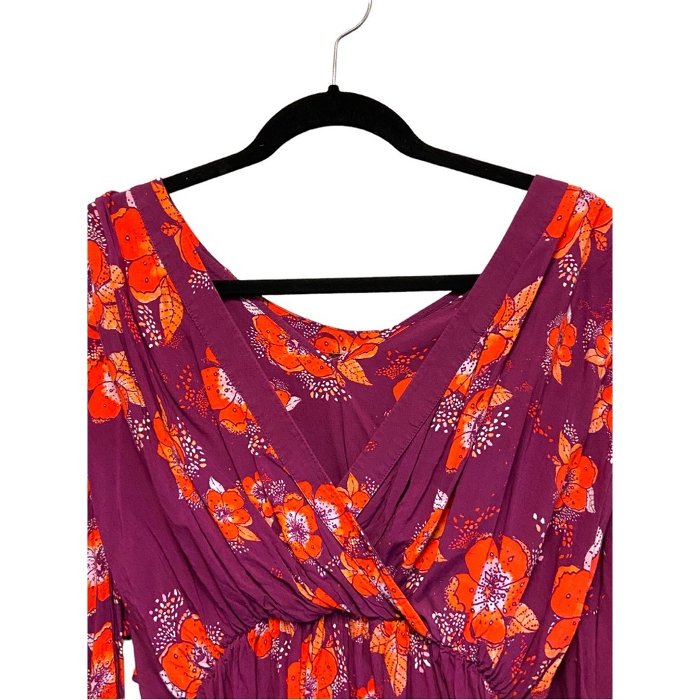 Free People Purple Floral Tuscan Dreams Cottagecore Tunic Blouse 4741 - Picture 4 of 8
